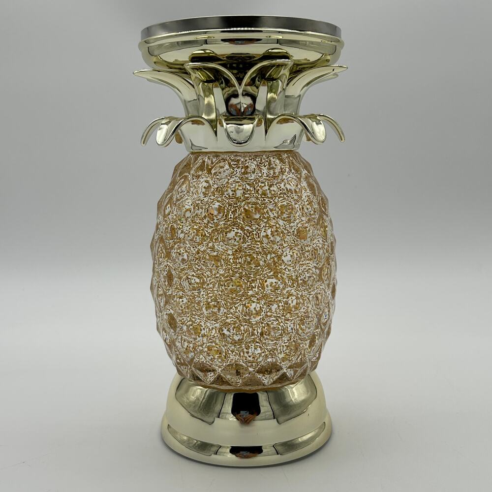 Bath & Body Works Pineapple Light Up Water Globe Pedestal 3-Wick Holder New